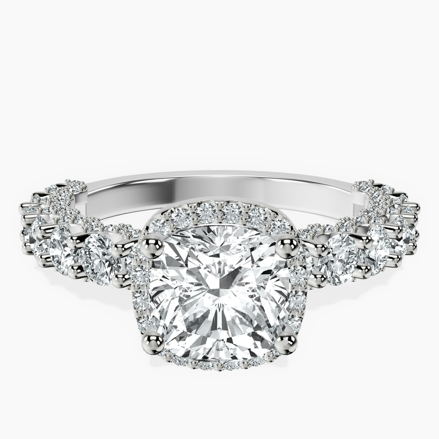Platinum Enchanté Side Stones Halo Lab Diamond Ring front image