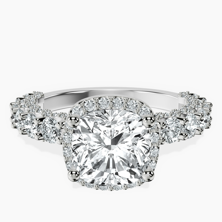 Platinum Enchanté Side Stones Halo Lab Diamond Ring front image