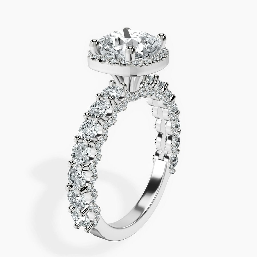 Platinum Enchanté Side Stones Halo Lab Diamond Ring standing product image one