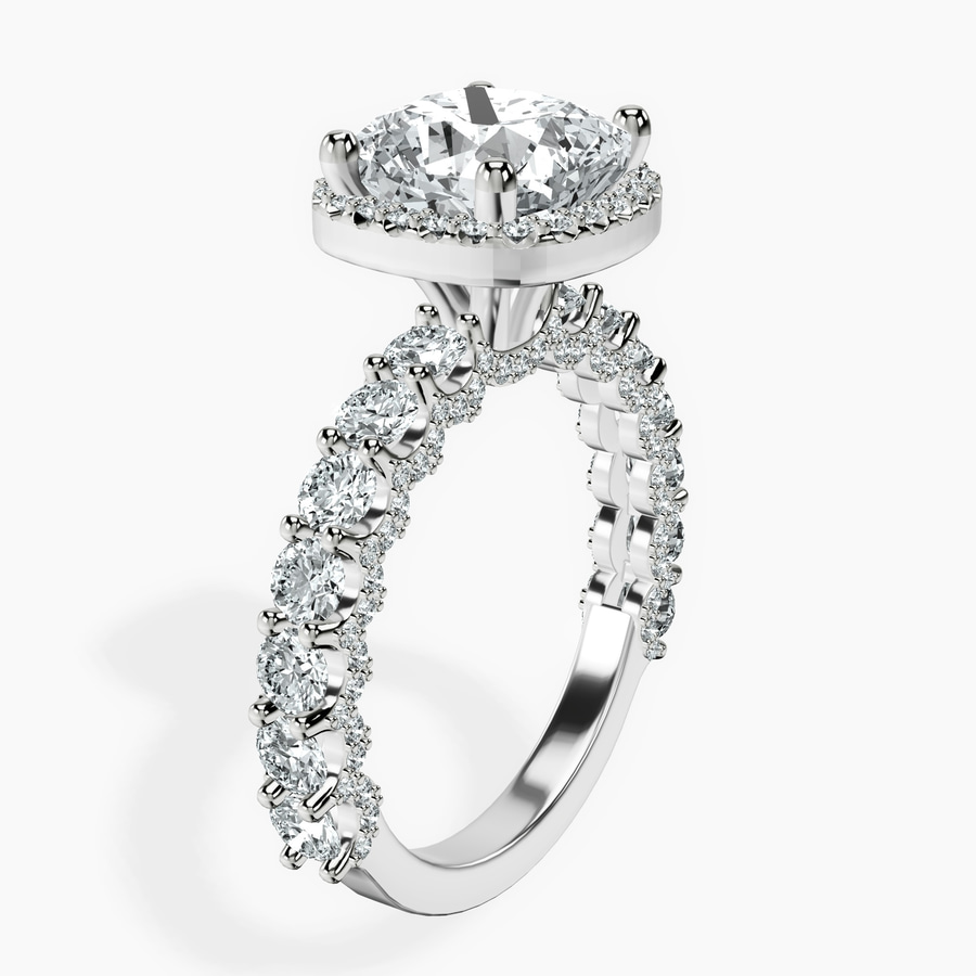 Platinum Enchanté Side Stones Halo Lab Diamond Ring standing product image one