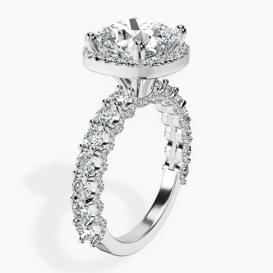 10kt White Gold Enchanté Side Stones Halo Lab Diamond Ring standing product image one