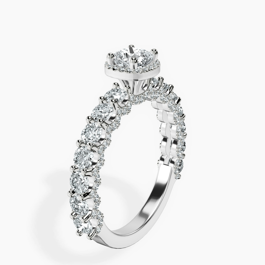 10kt White Gold Enchanté Side Stones Halo Lab Diamond Ring standing product image one