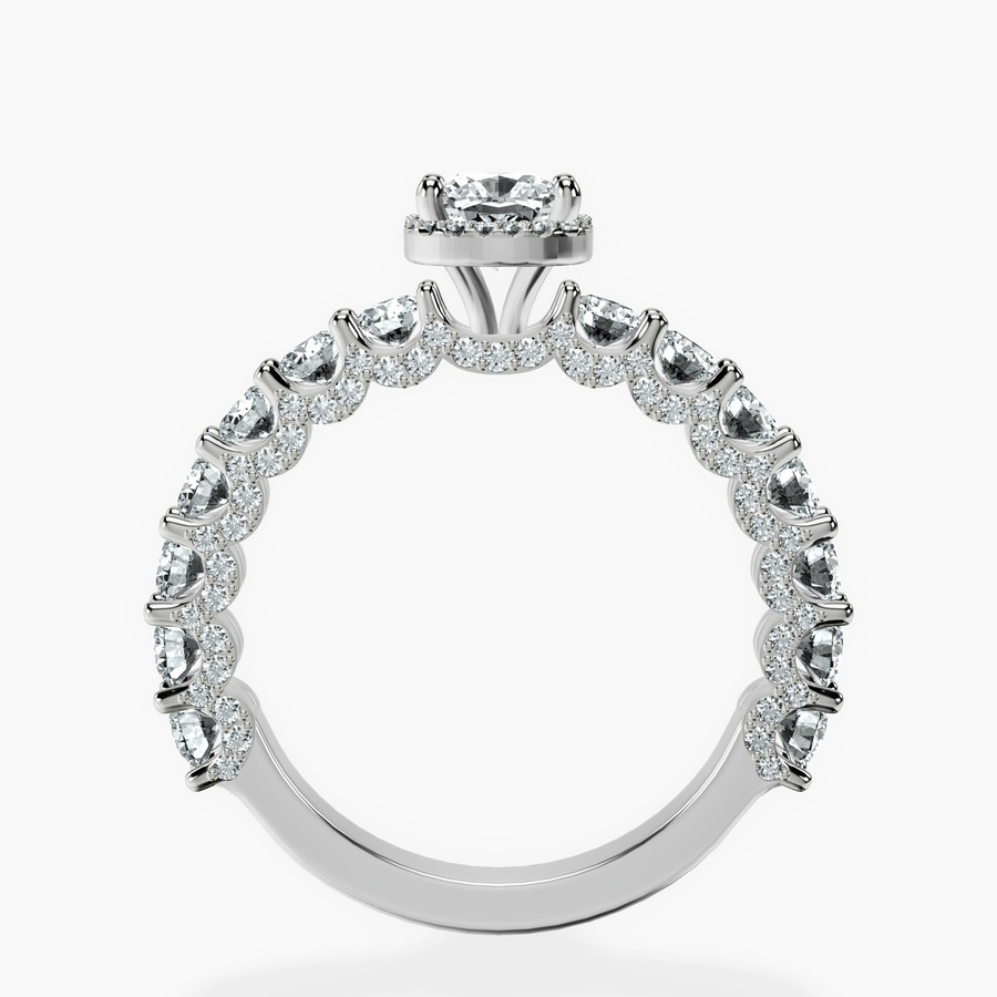 10kt White Gold Enchanté Side Stones Halo Lab Diamond Ring side right image one
