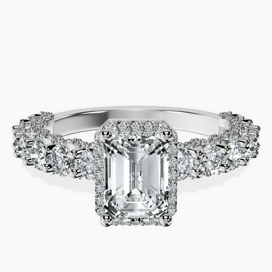 Platinum Enchanté Side Stones Halo Lab Diamond Ring front image