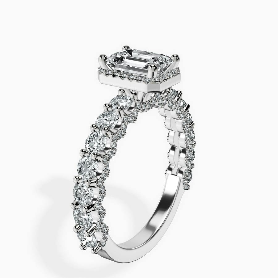 Platinum Enchanté Side Stones Halo Lab Diamond Ring standing product image one