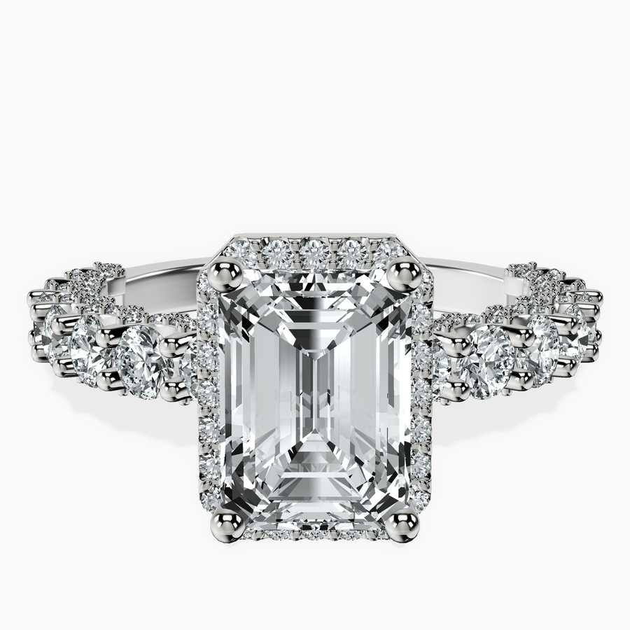 Platinum Enchanté Side Stones Halo Lab Diamond Ring front image