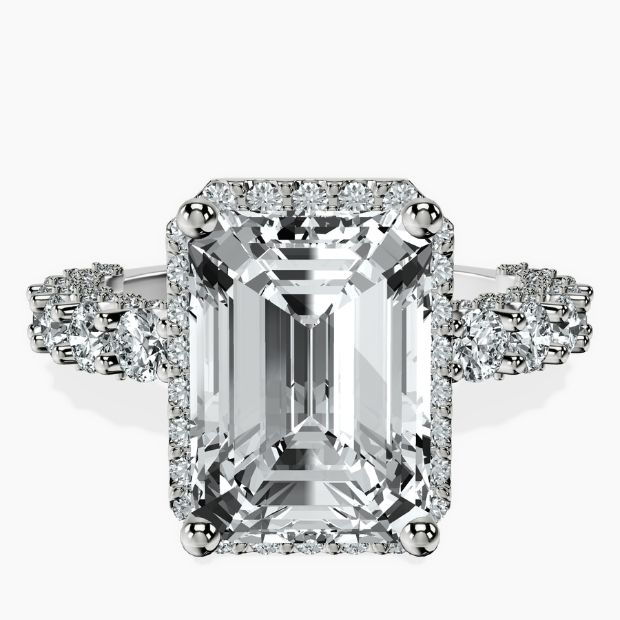 10ct White Gold Enchanté Side Stones Halo Lab Diamond Ring front image