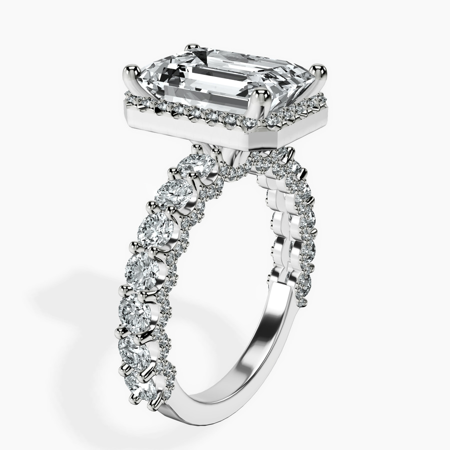 10ct White Gold Enchanté Side Stones Halo Lab Diamond Ring standing product image one