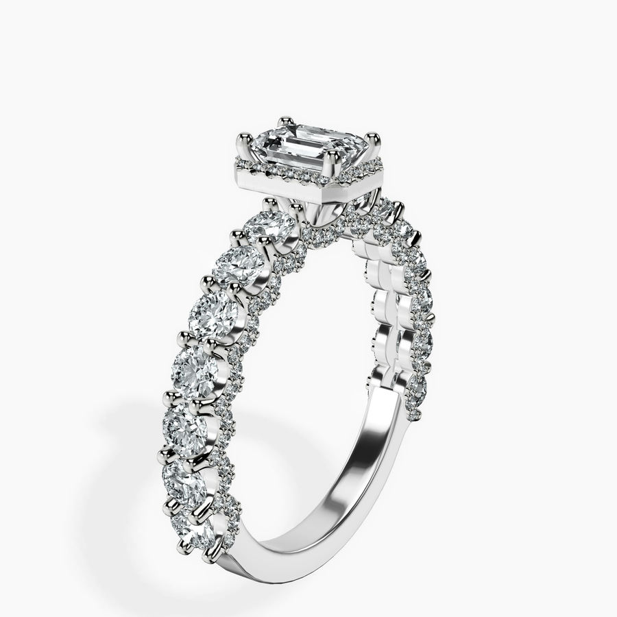 Platinum Enchanté Side Stones Halo Lab Diamond Ring standing product image one