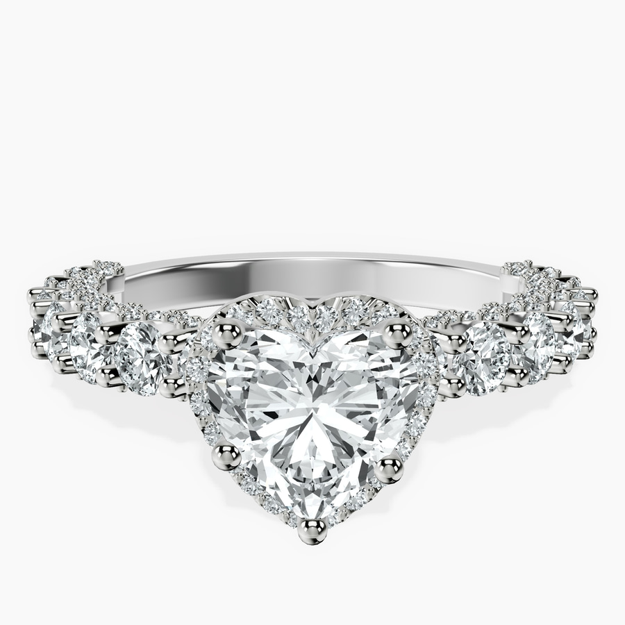 Platinum Enchanté Side Stones Halo Lab Diamond Ring front image