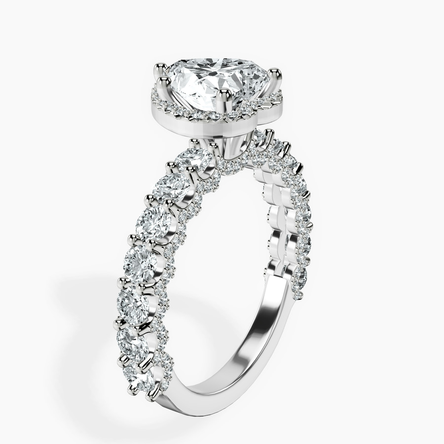 Platinum Enchanté Side Stones Halo Lab Diamond Ring standing product image one