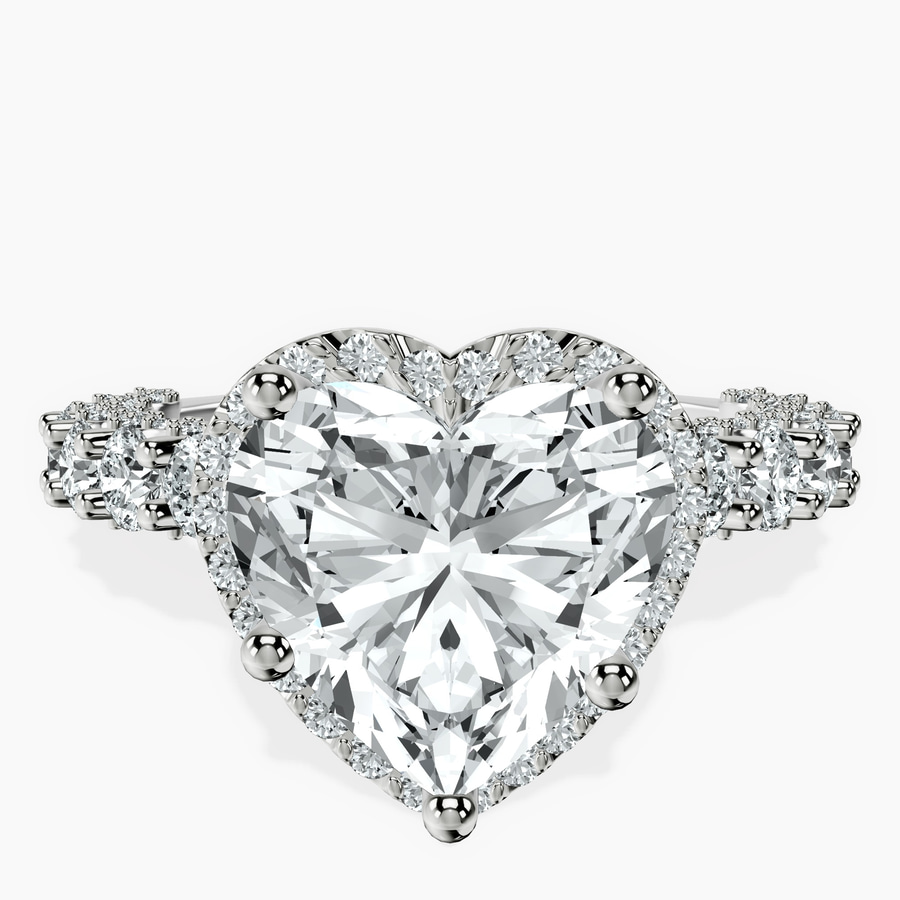 Platinum Enchanté Side Stones Halo Lab Diamond Ring front image