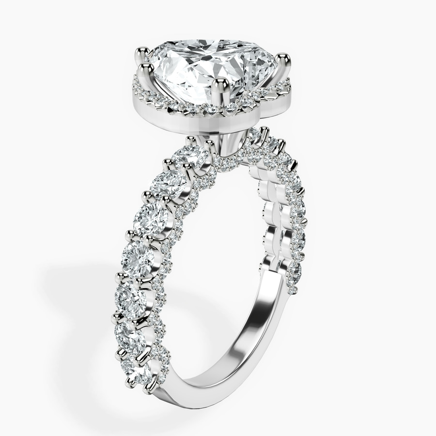 Platinum Enchanté Side Stones Halo Lab Diamond Ring standing product image one
