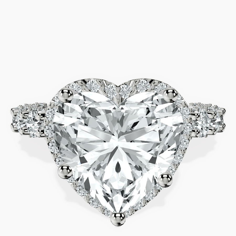 Platinum Enchanté Side Stones Halo Lab Diamond Ring front image