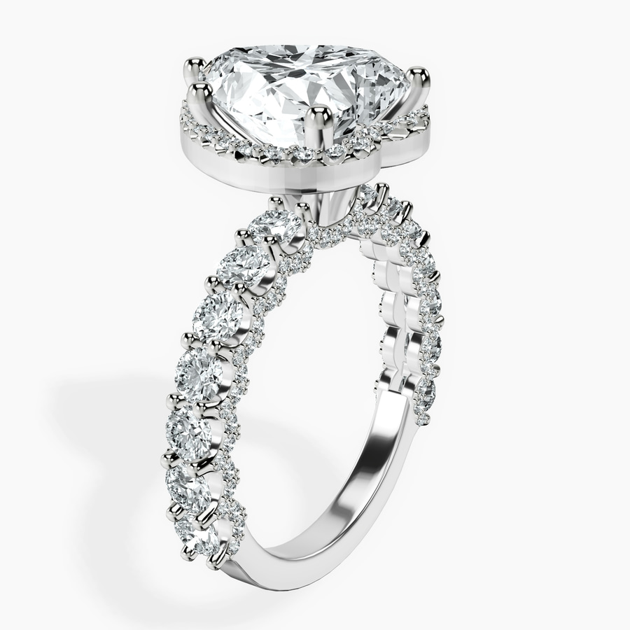 Platinum Enchanté Side Stones Halo Lab Diamond Ring standing product image one