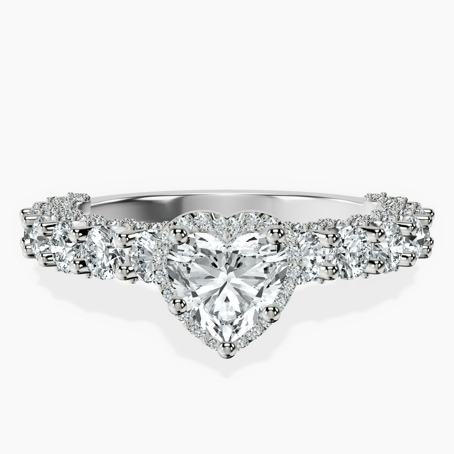 Platinum Enchanté Side Stones Halo Lab Diamond Ring front image