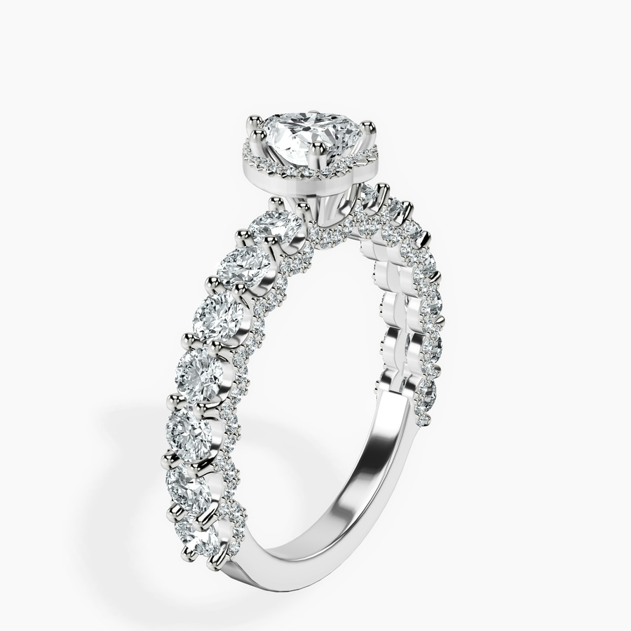 Platinum Enchanté Side Stones Halo Lab Diamond Ring standing product image one