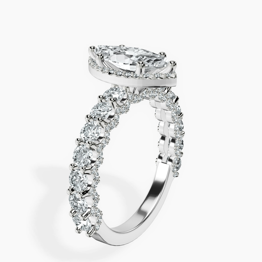 10kt White Gold Enchanté Side Stones Halo Lab Diamond Ring standing product image one