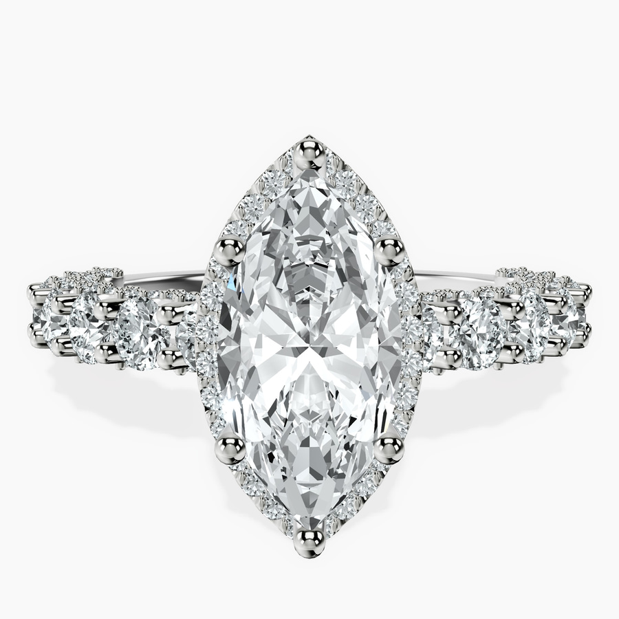 Platinum Enchanté Side Stones Halo Lab Diamond Ring front image