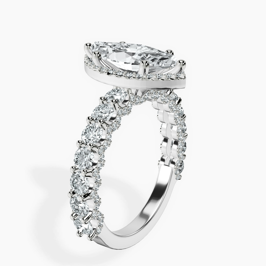Platinum Enchanté Side Stones Halo Lab Diamond Ring standing product image one