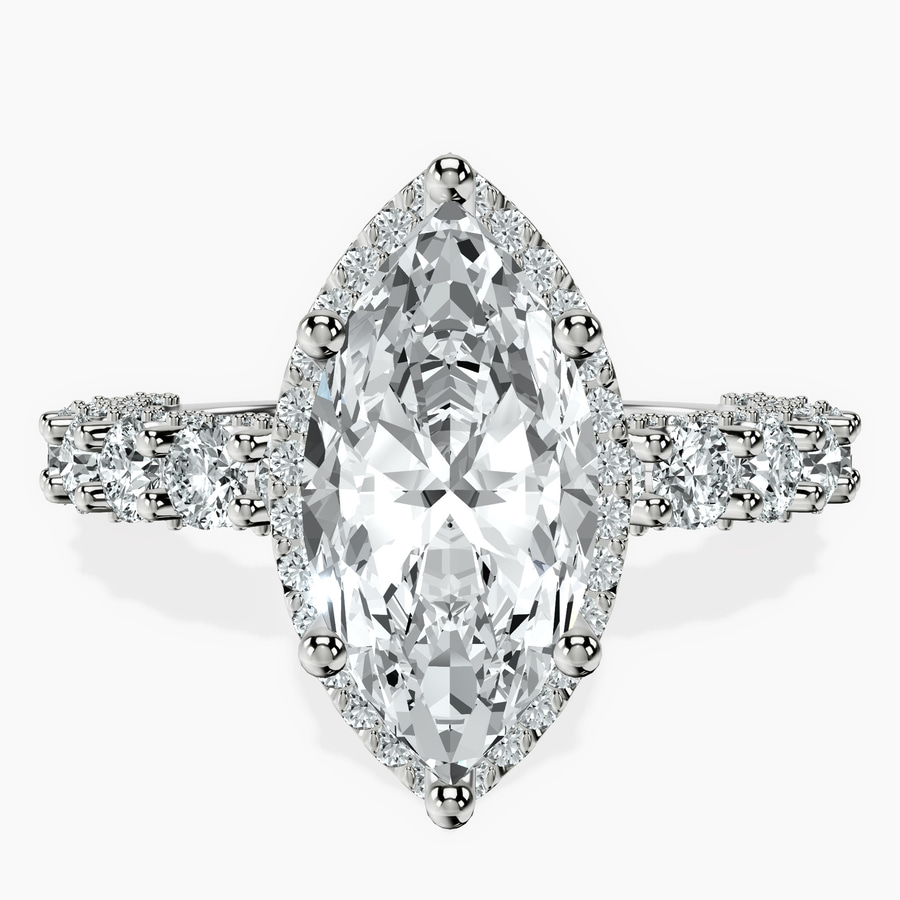 Platinum Enchanté Side Stones Halo Lab Diamond Ring front image