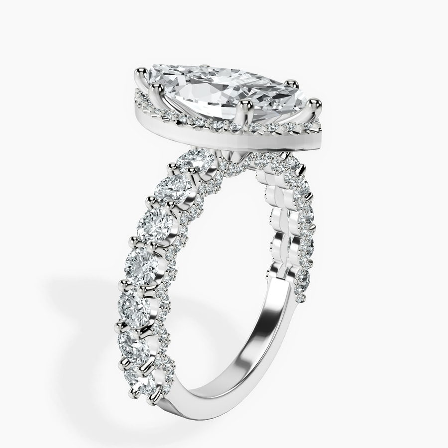 Platinum Enchanté Side Stones Halo Lab Diamond Ring standing product image one