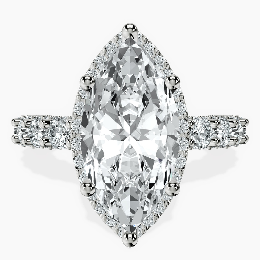 18kt White Gold Enchanté Side Stones Halo Lab Diamond Ring front image