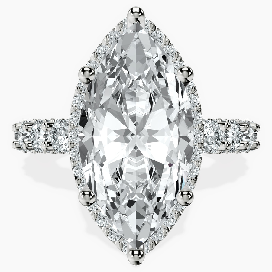 10kt White Gold Enchanté Side Stones Halo Lab Diamond Ring front image