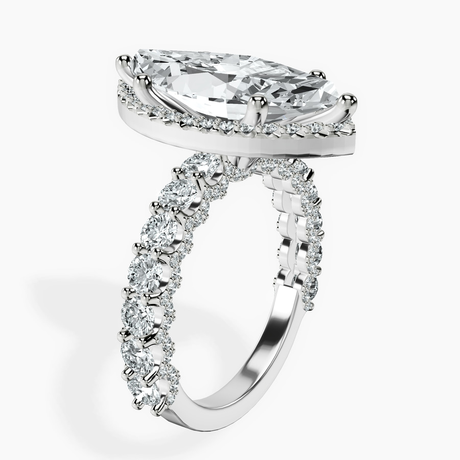 10kt White Gold Enchanté Side Stones Halo Lab Diamond Ring standing product image one