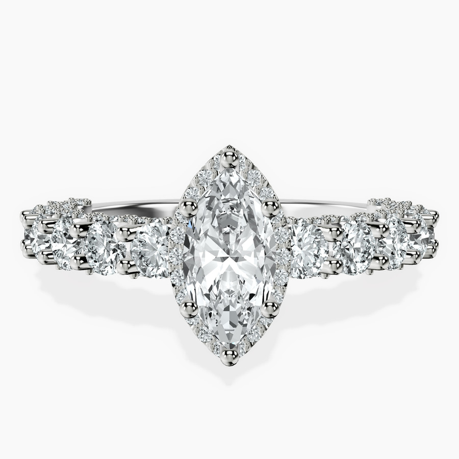 Platinum Enchanté Side Stones Halo Lab Diamond Ring front image