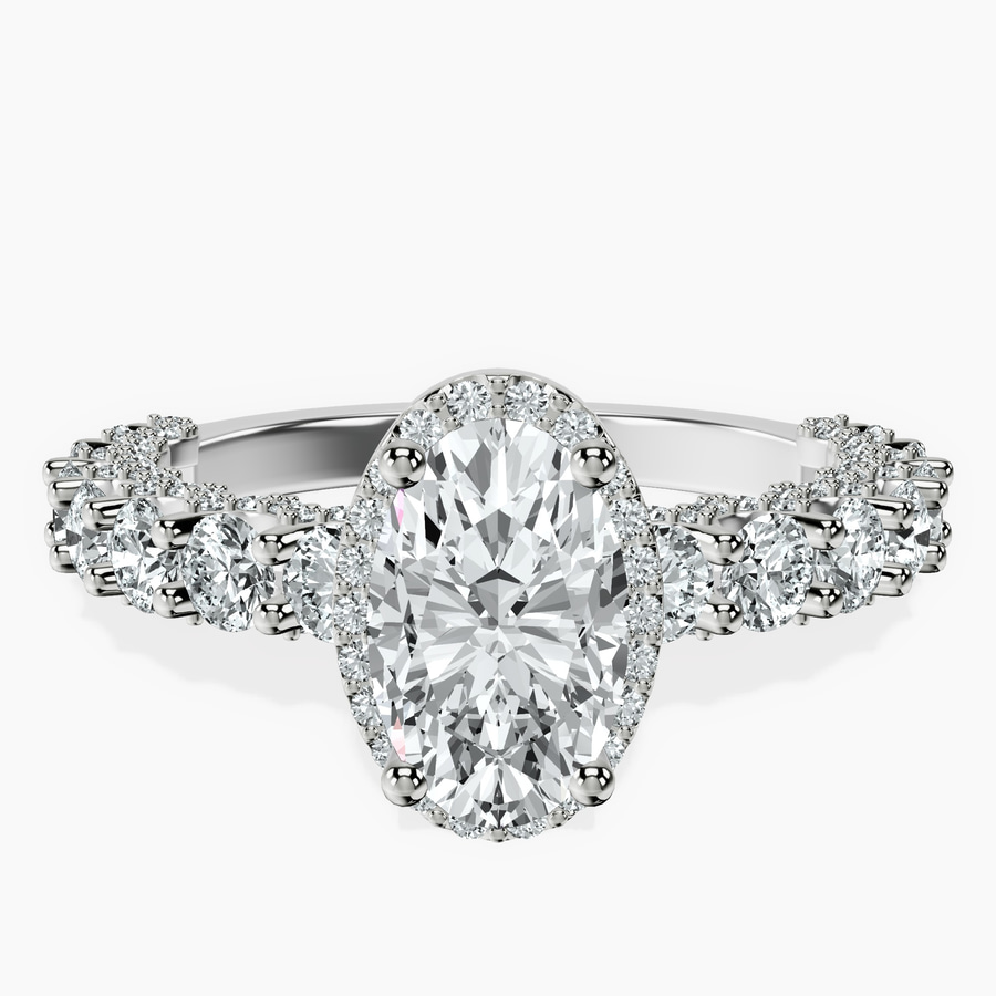 Platinum Enchanté Side Stones Halo Lab Diamond Ring front image