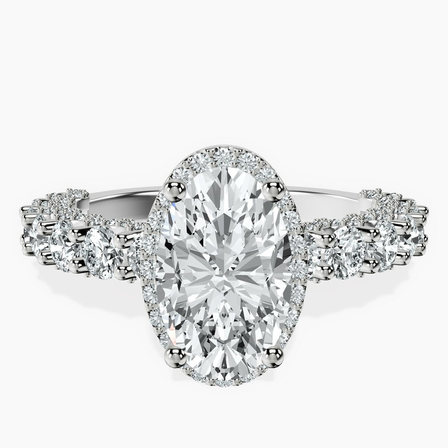 14ct White Gold Enchanté Side Stones Halo Lab Diamond Ring front image