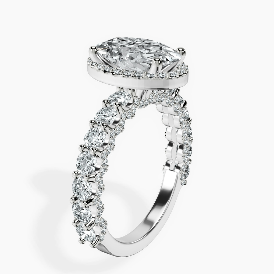 Platinum Enchanté Side Stones Halo Lab Diamond Ring standing product image one