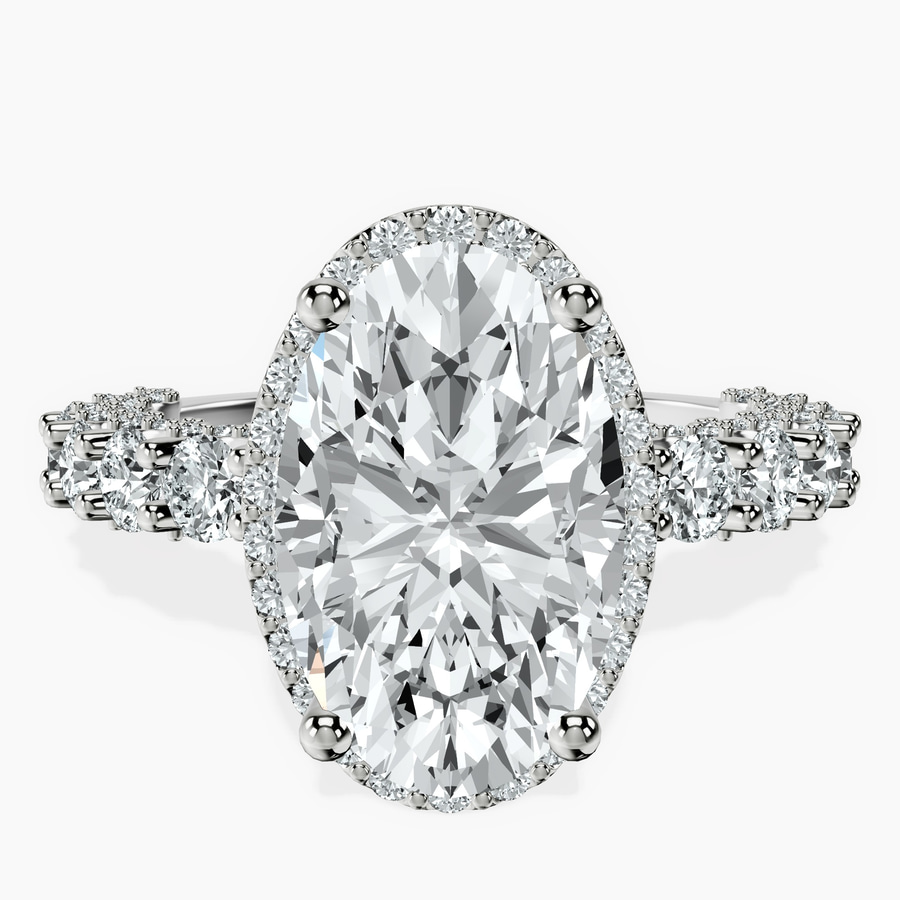Platinum Enchanté Side Stones Halo Lab Diamond Ring front image
