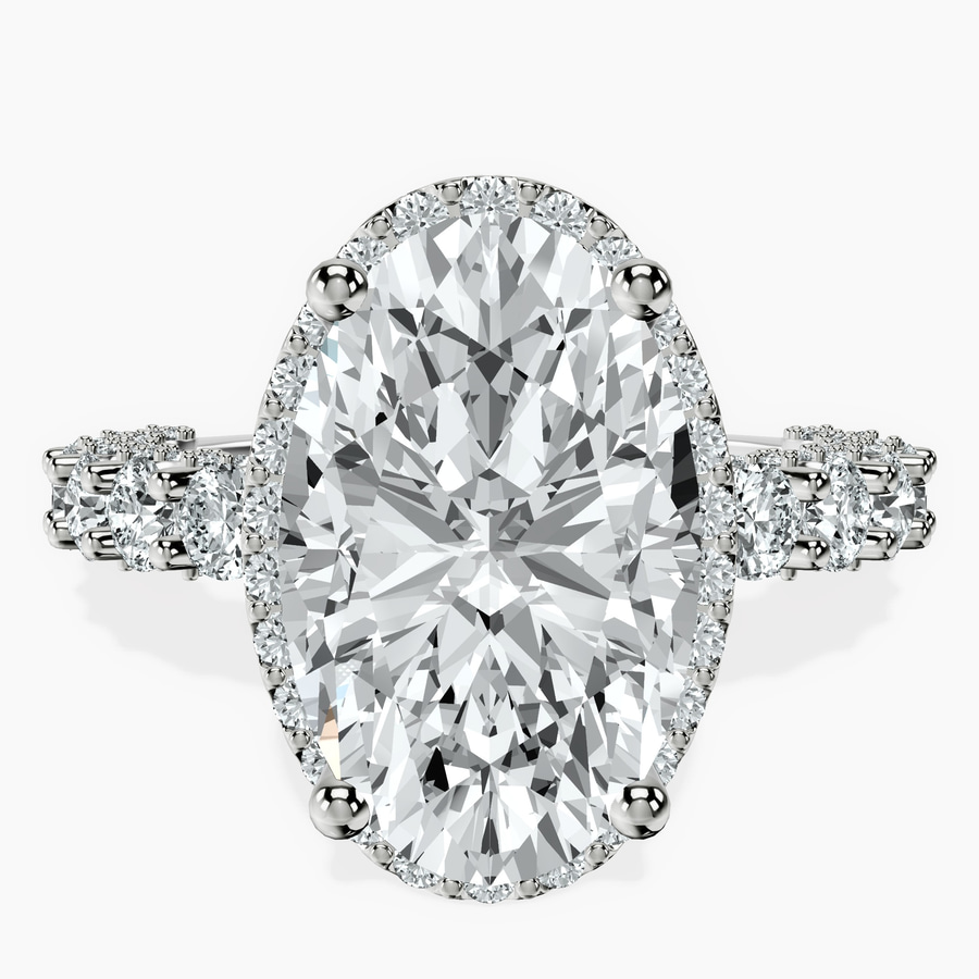 Platinum Enchanté Side Stones Halo Lab Diamond Ring front image