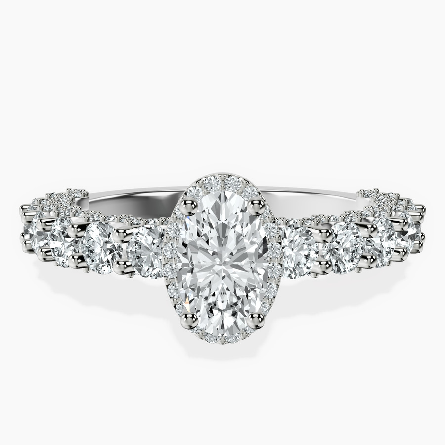 Platinum Enchanté Side Stones Halo Lab Diamond Ring front image