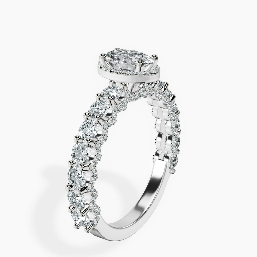 Platinum Enchanté Side Stones Halo Lab Diamond Ring standing product image one