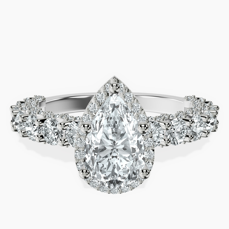 Platinum Enchanté Side Stones Halo Lab Diamond Ring front image