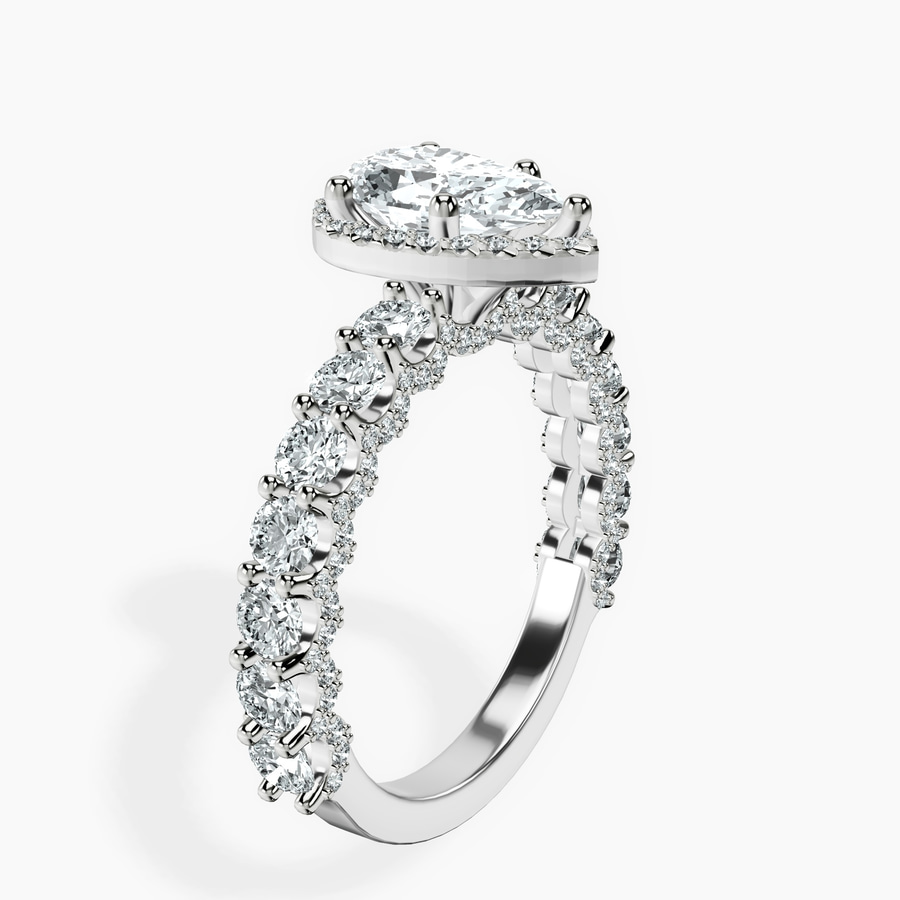 Platinum Enchanté Side Stones Halo Lab Diamond Ring standing product image one