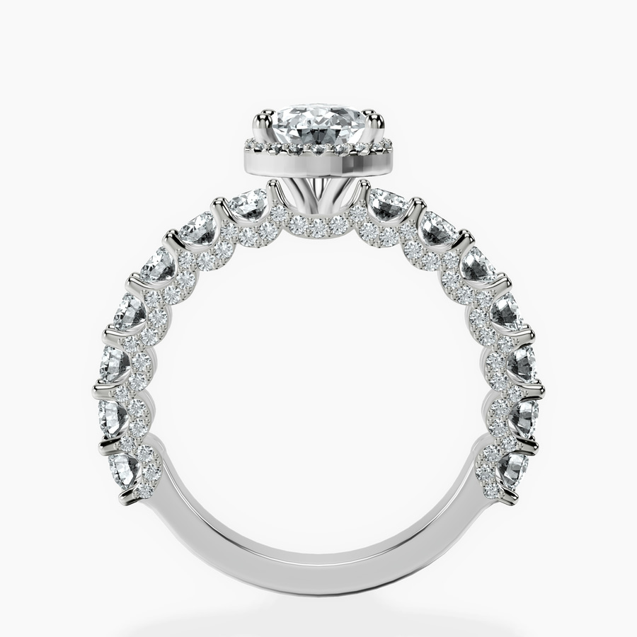 Platinum Enchanté Side Stones Halo Lab Diamond Ring side right image one