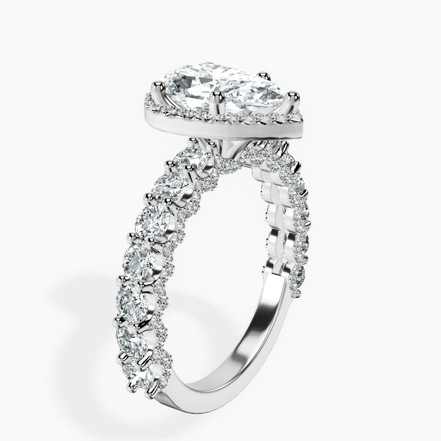 Platinum Enchanté Side Stones Halo Lab Diamond Ring standing product image one