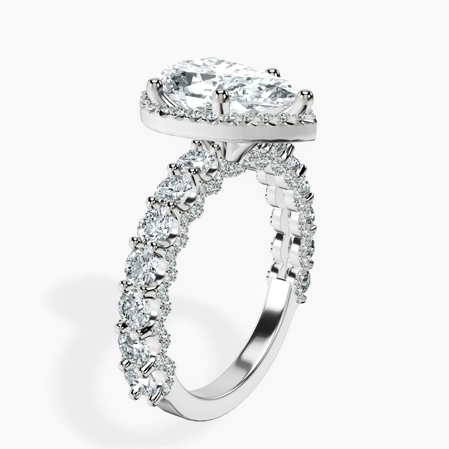 10kt White Gold Enchanté Side Stones Halo Lab Diamond Ring standing product image one