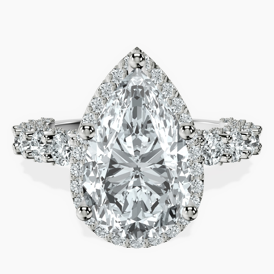 10kt White Gold Enchanté Side Stones Halo Lab Diamond Ring front image