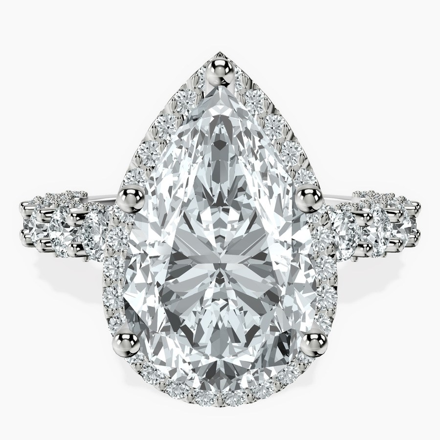 Platinum Enchanté Side Stones Halo Lab Diamond Ring front image