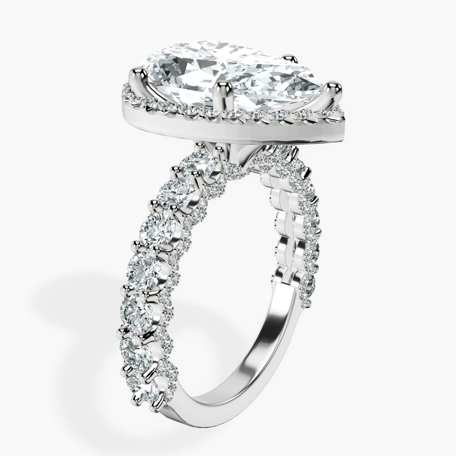 Platinum Enchanté Side Stones Halo Lab Diamond Ring standing product image one