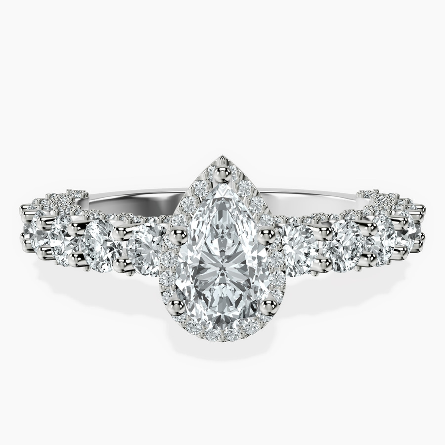 14kt White Gold Enchanté Side Stones Halo Lab Diamond Ring front image