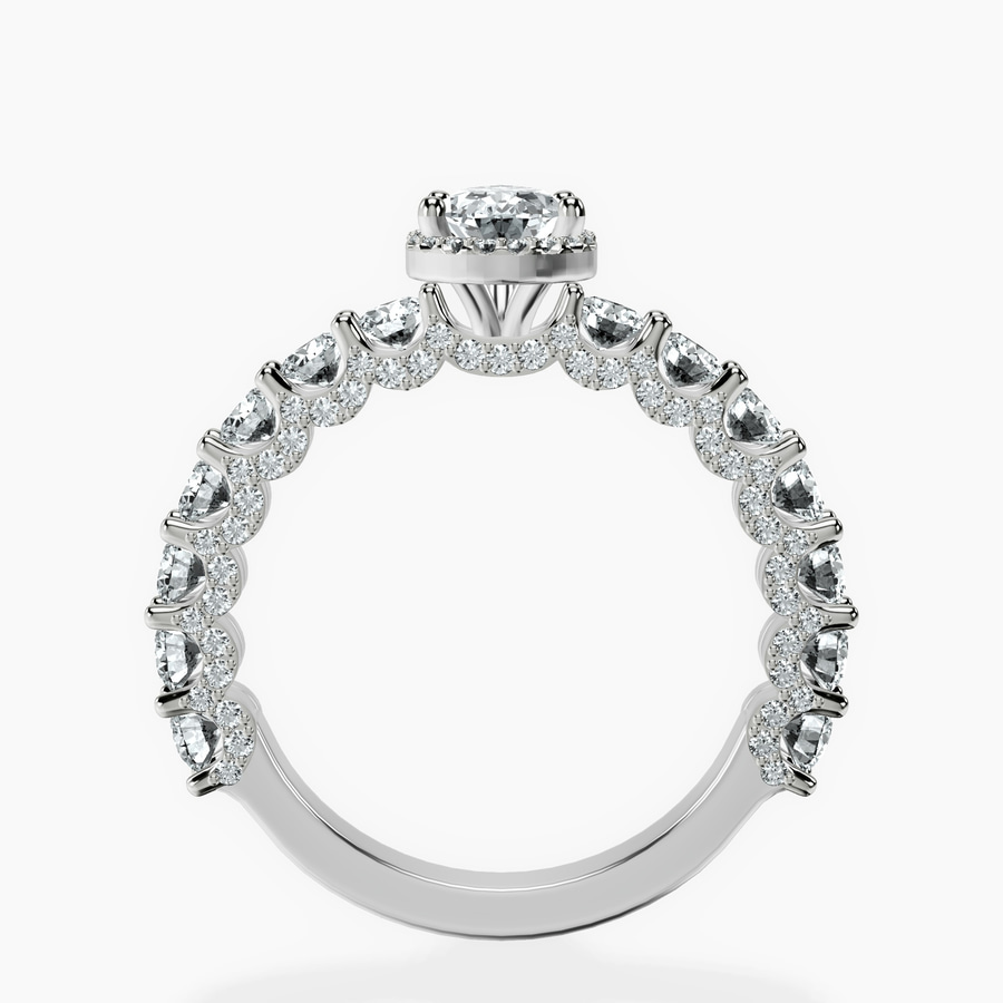 14kt White Gold Enchanté Side Stones Halo Lab Diamond Ring side right image one