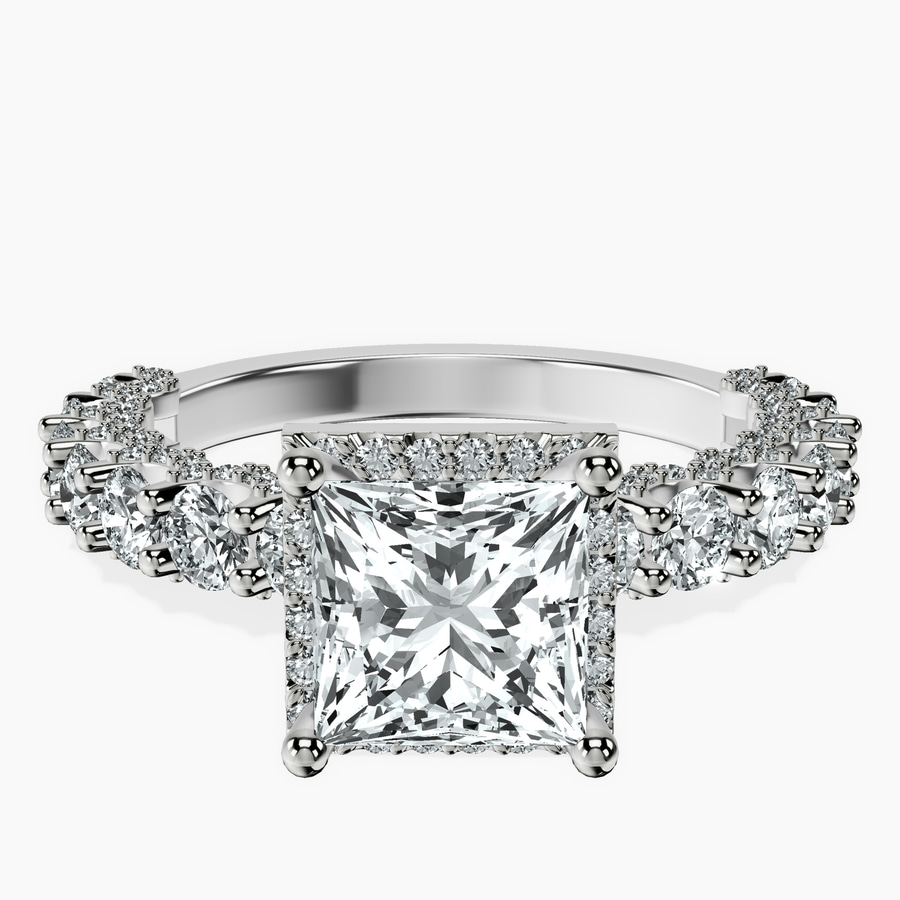 Platinum Enchanté Side Stones Halo Lab Diamond Ring front image