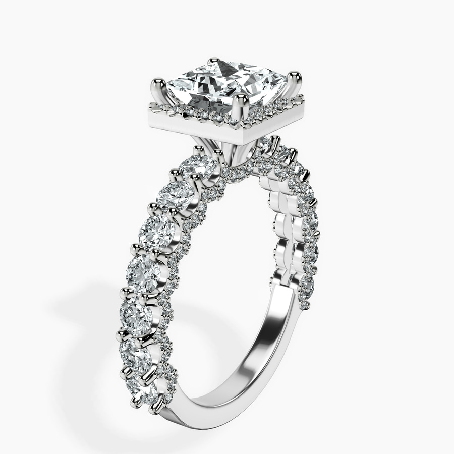 Platinum Enchanté Side Stones Halo Lab Diamond Ring standing product image one