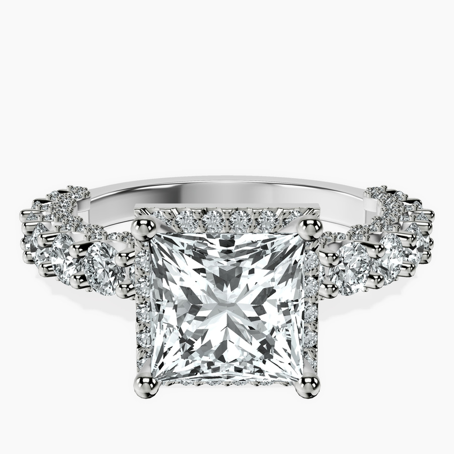 Platinum Enchanté Side Stones Halo Lab Diamond Ring front image
